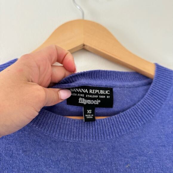 Banana Republic Filpucci Wool-Cashmere Blend Bow Cuff Sweater Purple XS - Picture 5 of 7